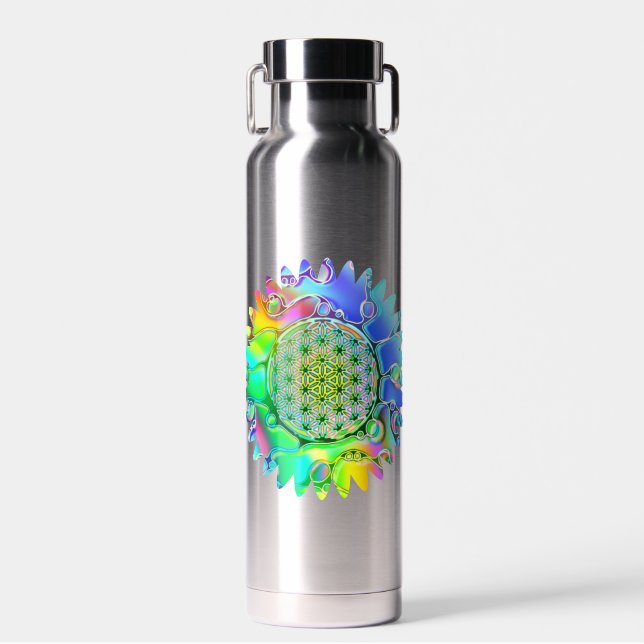 Blume des Lebens - geometrisches Blossom 4 Trinkflasche (Vorne)