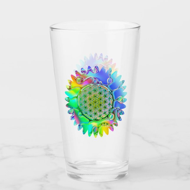Blume des Lebens - geometrisches Blossom 5 Glas (Vorderseite)