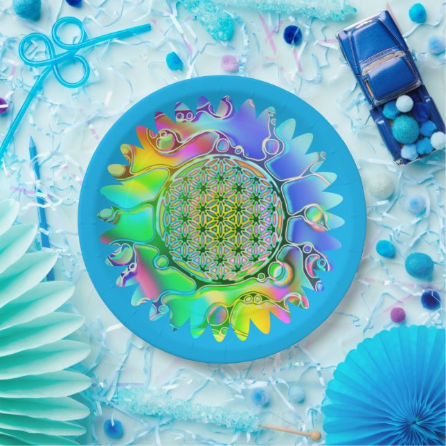 Blume des Lebens - geometrisches Blossom 5 Pappteller (Party)