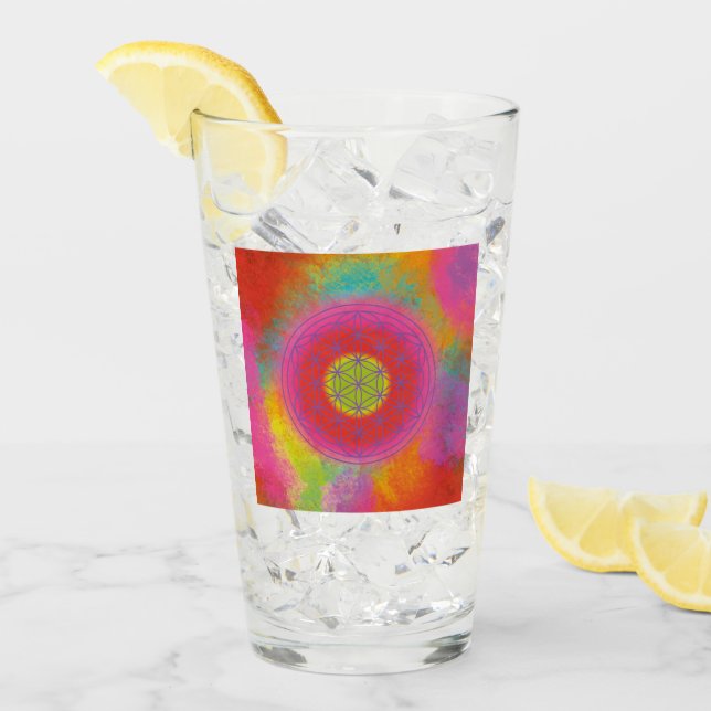 Blume des Lebens Glas (Vorderseite Ice)