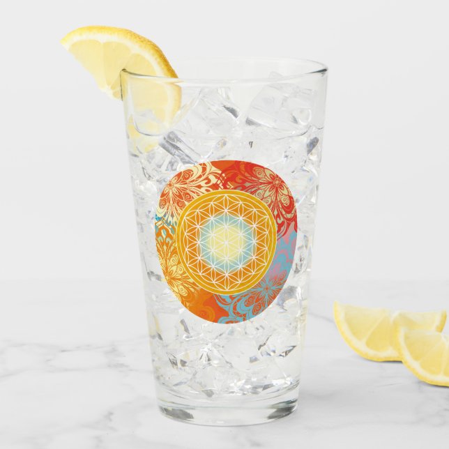 Blume des Lebens Glas (Vorderseite Ice)