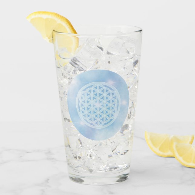 Blume des Lebens Glas (Vorderseite Ice)
