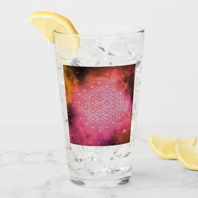 Blume des Lebens Glas (Vorderseite Ice)