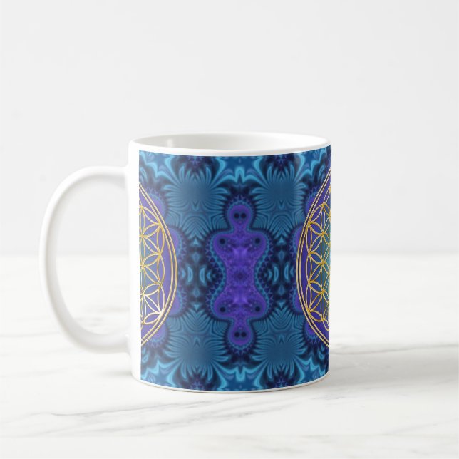 Blume des Lebens - Gold - Fraktal 1 Kaffeetasse (Links)