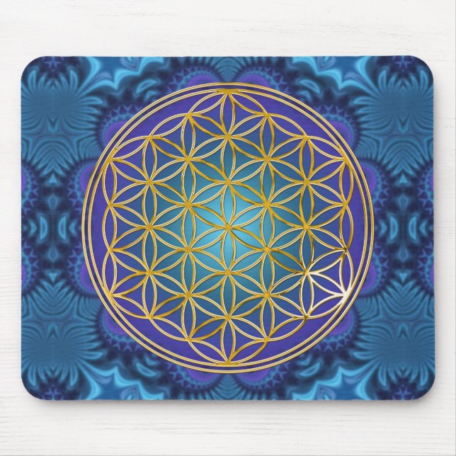 Blume des Lebens - Gold - Fraktal 1 Mousepad (Vorne)