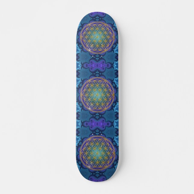 Blume des Lebens - Gold - Fraktal 1 Skateboard (Vorne)