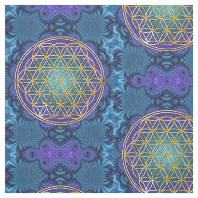 Blume des Lebens - Gold - Fraktal 1 Stoff (Muster)