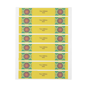 Blume des Lebens - Gold - Fraktal 2 Rundum-Adressaufkleber