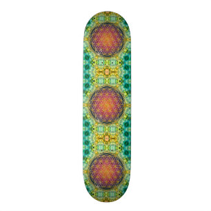Blume des Lebens - Gold - Fraktal 2 Skateboard