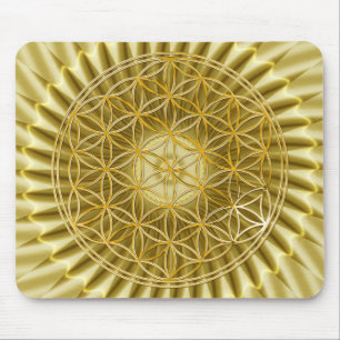 Blume des Lebens   Gold, groß, leicht Mousepad