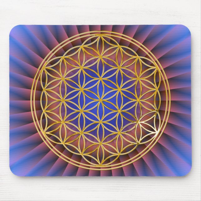 Blume des Lebens | Gold, groß, leichtes Licht Mousepad (Vorne)