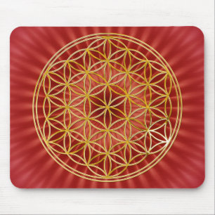 Blume des Lebens   Gold, groß Mousepad