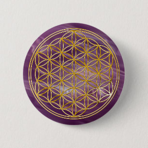 Blume des Lebens Gold, klein Button