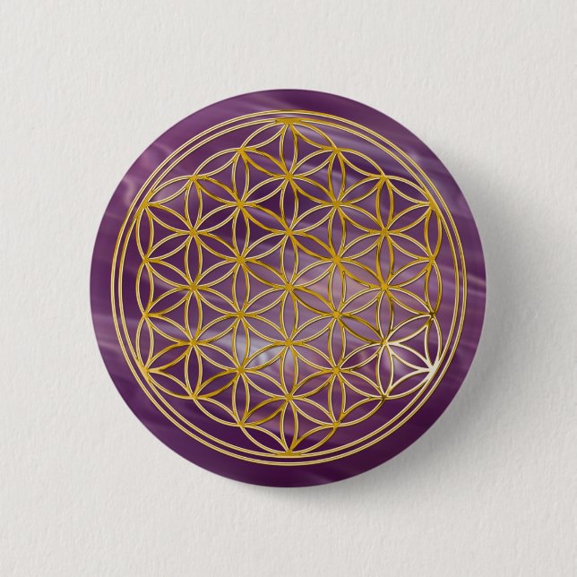 Blume des Lebens | Gold, klein Button (Vorderseite)