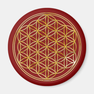Blume des Lebens   Gold, klein Magnet