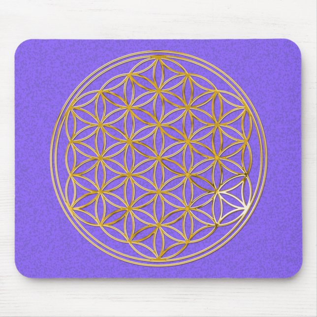 Blume des Lebens / gold lila Spritzer BG Mousepad (Vorne)
