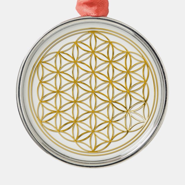 BLUME DES LEBENS - Gold Silbernes Ornament (Vorne)