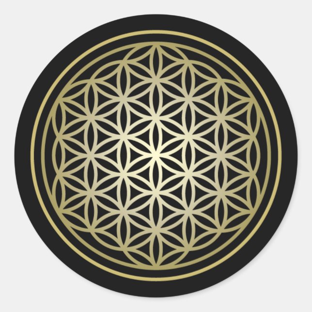 Blume des Lebens - Gold Version 2 Runder Aufkleber (Vorderseite)