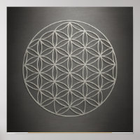 Blume des Lebens Graues Pewter Poster