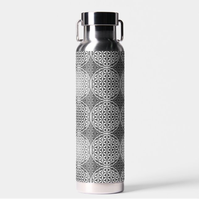 BLUME DES LEBENS - Graumuster Trinkflasche (Vorne)
