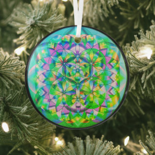 Blume des Lebens Grün Ornament Aus Glas