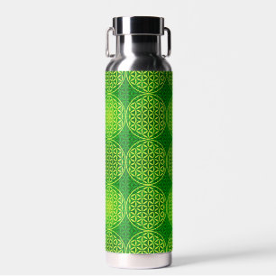 BLUME DES LEBENS - grünes Mischmuster Trinkflasche