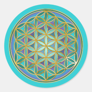 BLUME DES LEBENS - Heilige Geometrie Design 1 Runder Aufkleber