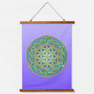 BLUME DES LEBENS - Heilige Geometrie Design 1 Wandteppich Mit Holzrahmen