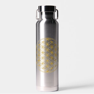 BLUME DES LEBENS - Heilige Geometrie Golden Style Trinkflasche