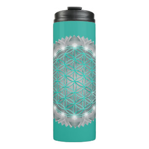 BLUME DES LEBENS - Heilige Geometrie Licht 2 Thermosbecher