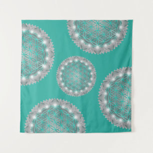 BLUME DES LEBENS - Heilige Geometrie Licht 2 Wandteppich