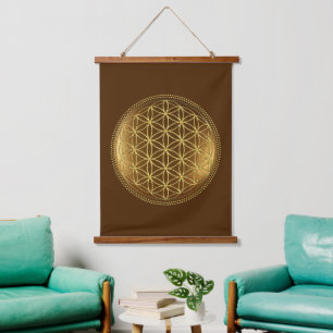 BLUME DES LEBENS - Heilige Geometrie Medaillon 1 Wandteppich Mit Holzrahmen