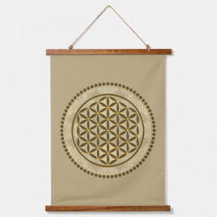 BLUME DES LEBENS - Heilige Geometrie Symbol Kunst Wandteppich Mit Holzrahmen