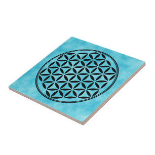 BLUME DES LEBENS - Heilige Geometrie Symbol voll 1 Fliese