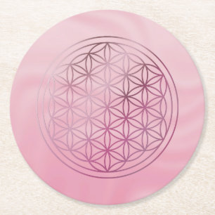 Blume des Lebens, heilige Geometrie, Zen, Chakra,  Runder Pappuntersetzer