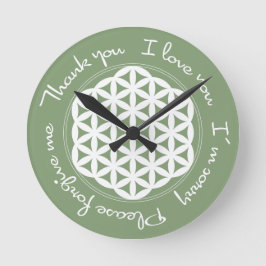 Blume des Lebens Ho'oponopono Runde Wanduhr