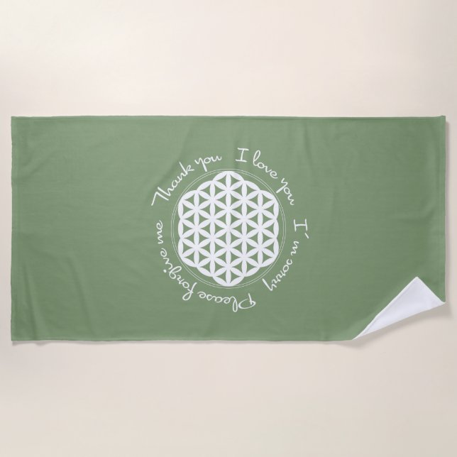 Blume des Lebens Ho'oponopono Strandtuch (Vorderseite)