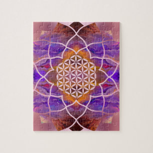 Blume des Lebens im Lotos - gemalte Beschaffenheit Puzzle