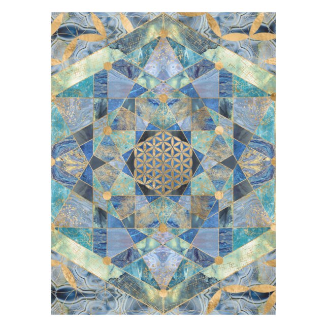Blume des Lebens in der Heiligen Geometrie Tischdecke (Vorderseite)