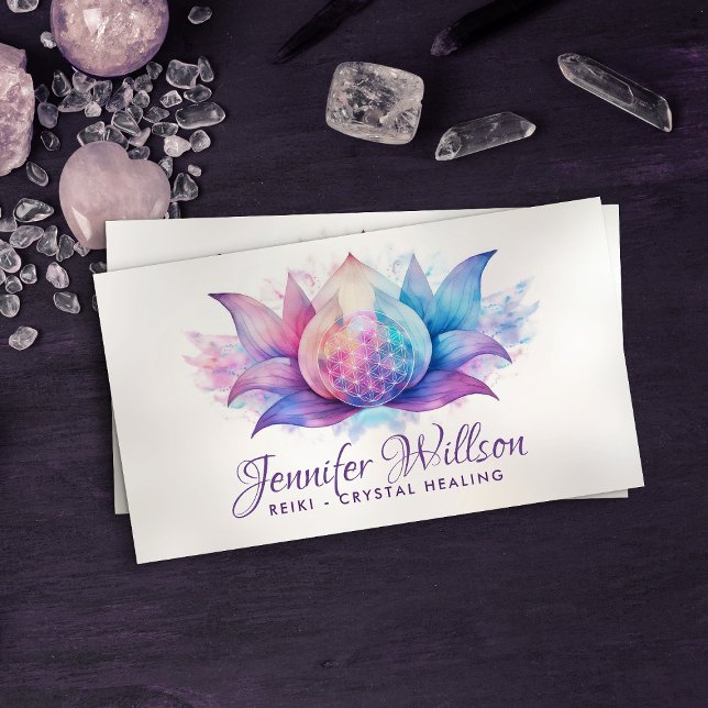Blume des Lebens in der Lotus-Blume - Wasserfarbe Visitenkarte (Von Creator hochgeladen)