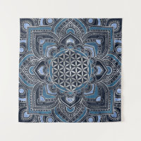 Blume des Lebens in Lotus - Blauer Kristall und Si