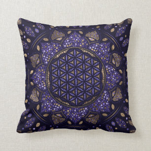 Blume des Lebens in Lotus Dot Art - Portemonnaie Kissen