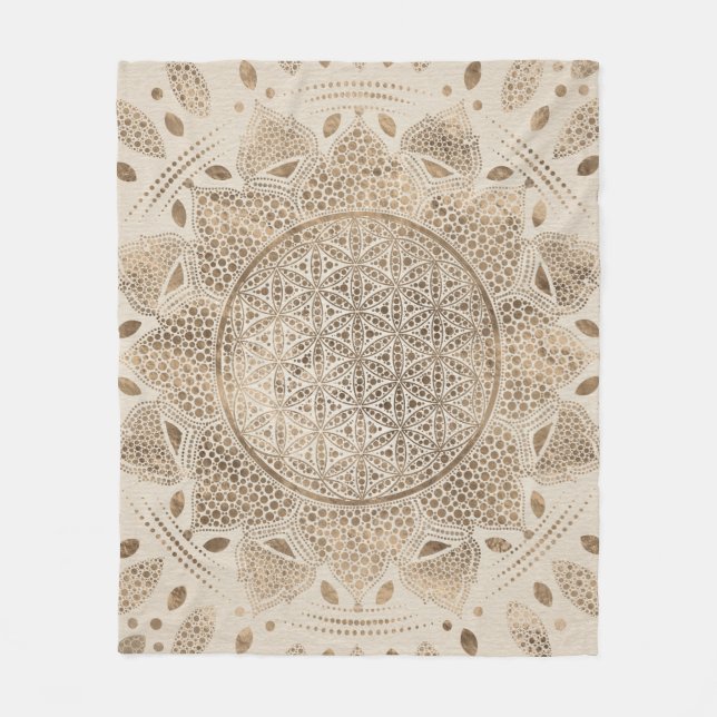 Blume des Lebens in Lotus Dot Fleecedecke (Vorderseite)