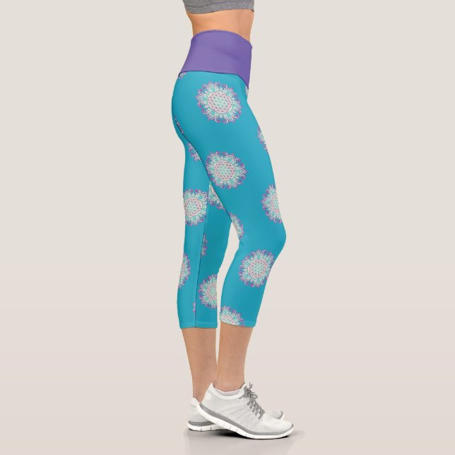 Blume des Lebens - Indische Mandala 2 Capri Leggings (Rechts)