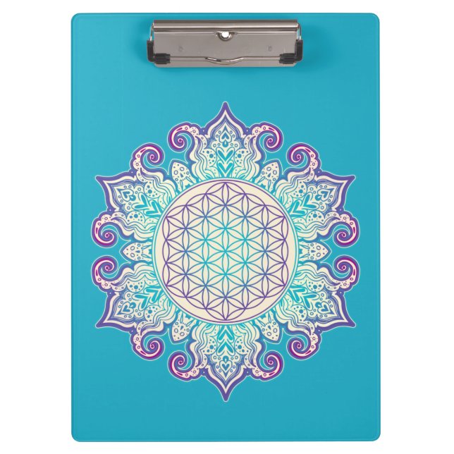 Blume des Lebens - Indische Mandala 2 Klemmbrett (Vorderseite)