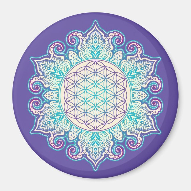 Blume des Lebens - Indische Mandala 2 Magnet (Vorne)