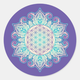 Blume des Lebens - Indische Mandala 2 Runder Aufkleber