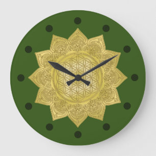 Blume des Lebens - Indische Mandala 4 Große Wanduhr