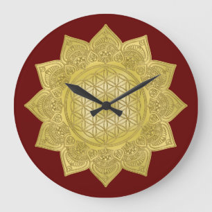 Blume des Lebens - Indische Mandala 4 Große Wanduhr
