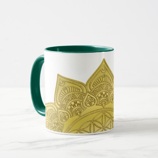 Blume des Lebens - Indische Mandala 4 Tasse (Vorderseite Links)